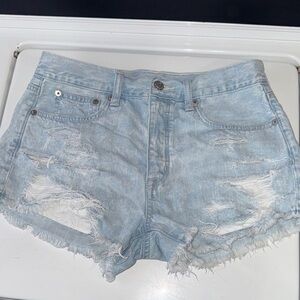 American Eagle Outfitters Light Wash Distressed Jean Shorts